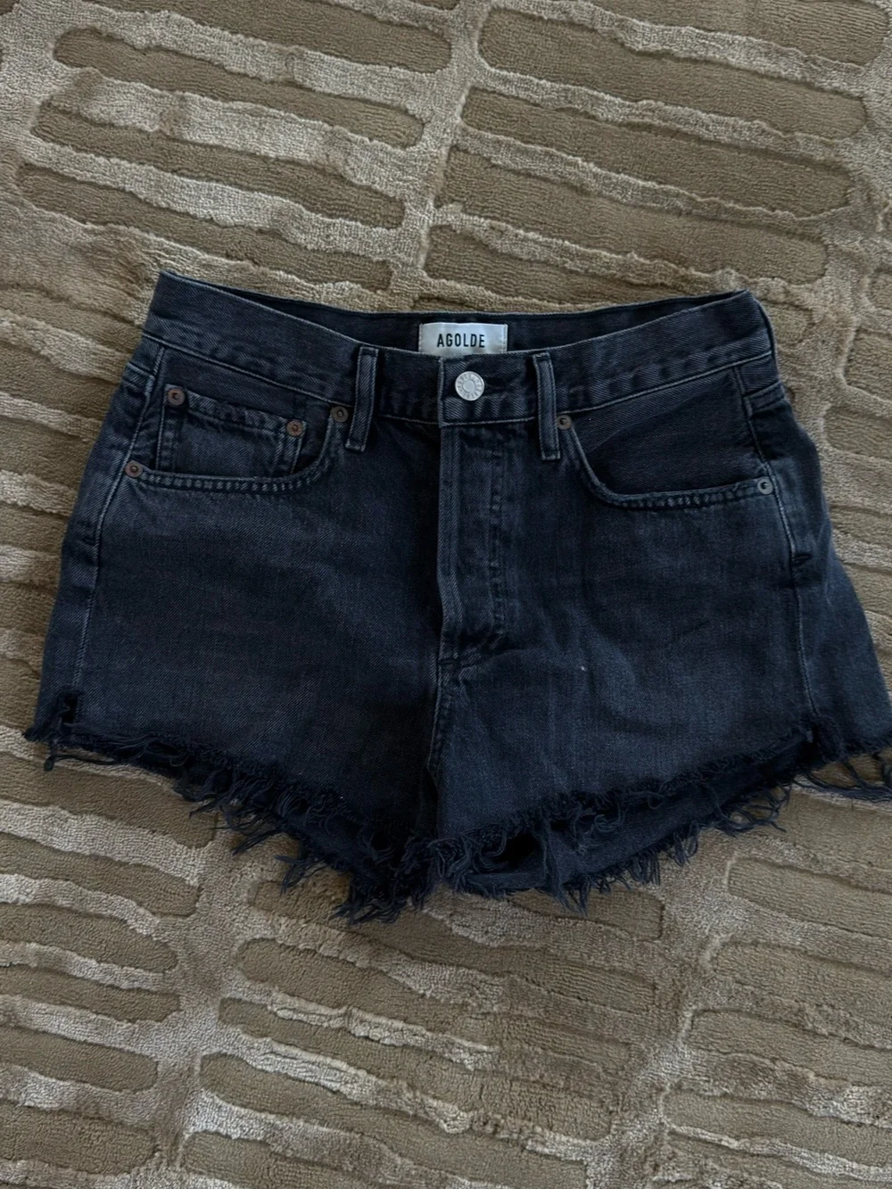 AGOLDE Black Denim Cutoff Shorts Size 25